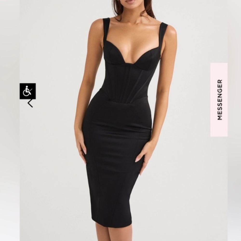 House of CB Fiorella black dress corset bustier black midi small s
